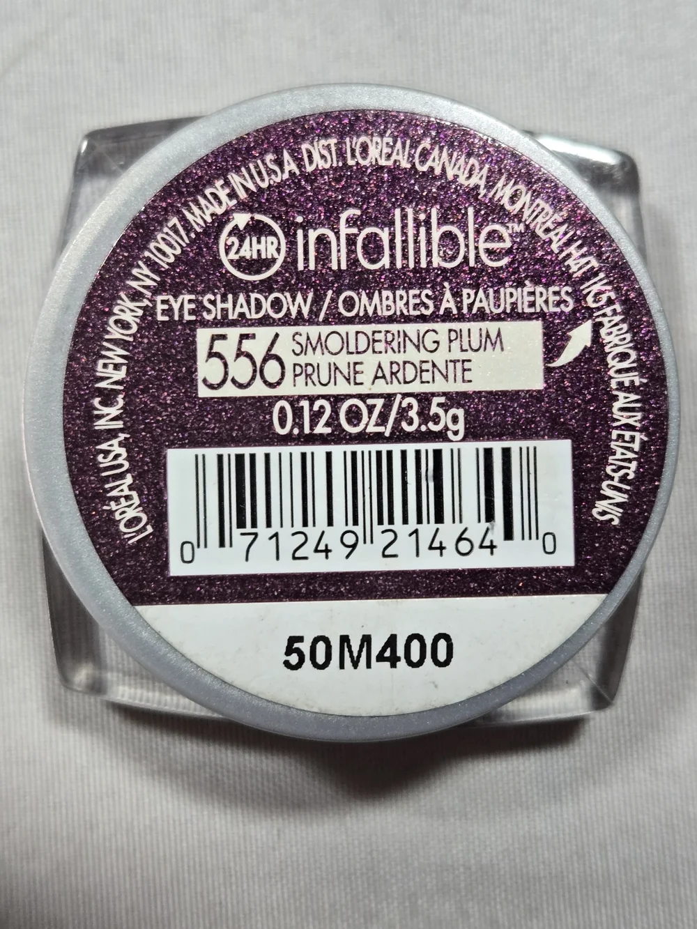 Loreal Infallible Eye Shadow 556 Smoldering Plum New 24 Hour Wear Waterproof
